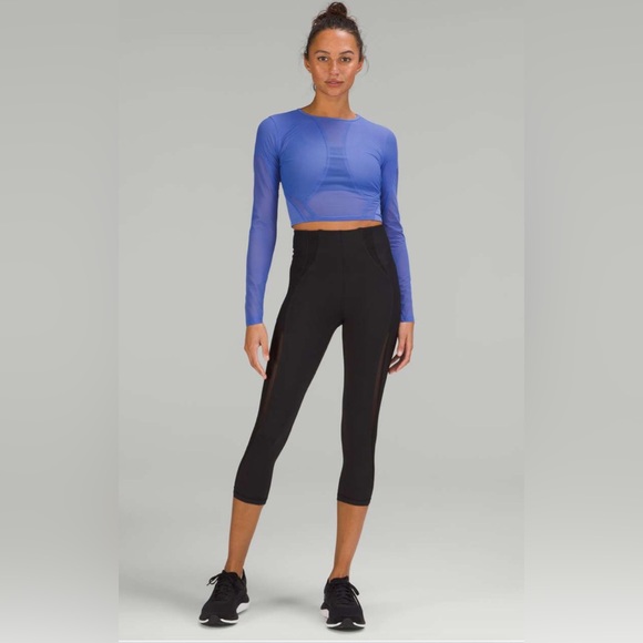 New With Tags Lululemon Mesh Panelled Training Long Sleeve Shirt Wild Indigo 12 - Picture 2 of 16